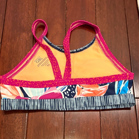 Athleta Girls Floral Navy Pink Two-Piece Swim Set with Shorts - Picture 7 of 8